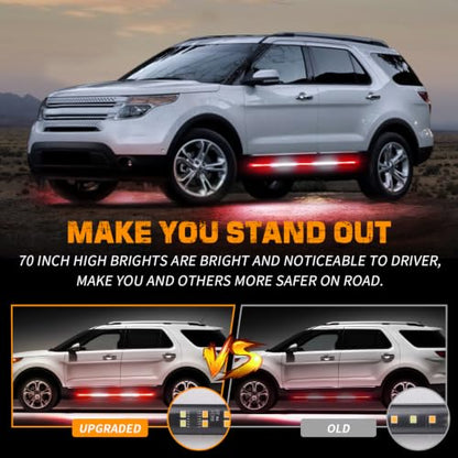 XRIDONSEN 2X 60 inch Running Board Emergency Lights 720 LED Strobe Lights - color: Red/White