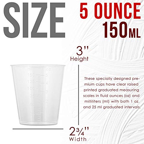 Pouring Masters 5 Oz (150 ml) Liquid Measuring Cups,100 Pack with 25 Sticks - size: 5-Ounce - Cup
