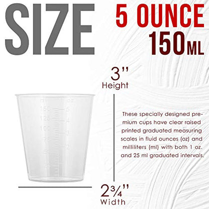 Pouring Masters 5 Oz (150 ml) Liquid Measuring Cups,100 Pack with 25 Sticks - size: 5-Ounce - Cup