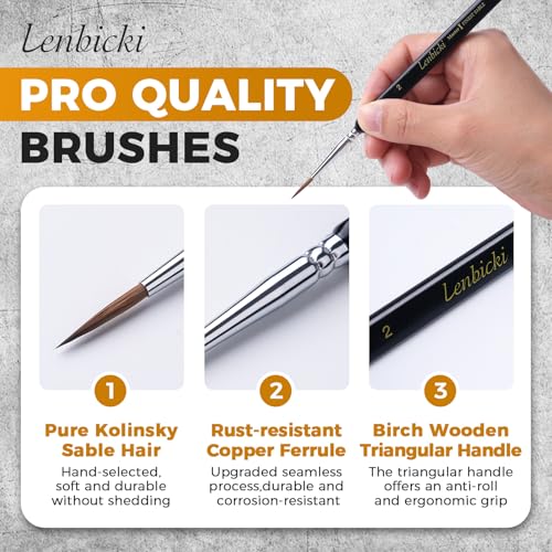 5PCS Kolinsky Sable Paint Brushes for Miniature Watercolor Acrylic Oil