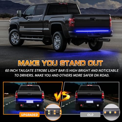 XRIDONSEN 60 inch Blue Emergency Lights 360 LED Tailgate Strobe Lights - color: Blue
