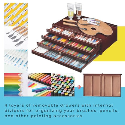 MEEDEN Art Supply Storage Box: 4 Drawers Pencil Organizer Craft Storage - size: 4 Layer Drawers