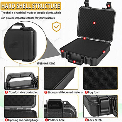 Protective Hard Case Shockproof Water-resistant with Customized DIY Foam Insert fit for Camera, etc, 14 X 11.5 X 3.7-Inch - size: Inner：13 X 10 X 3.7 Inch