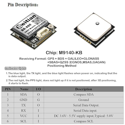 BK-880 Beitian GPS Module with QMC5883 Compass+GPS Active Antenna TTL Level GPS Car Navigation Quad-Mode Support GPS Glonass Beidou Galileo for Arduino Raspberry Pi Flight Controller