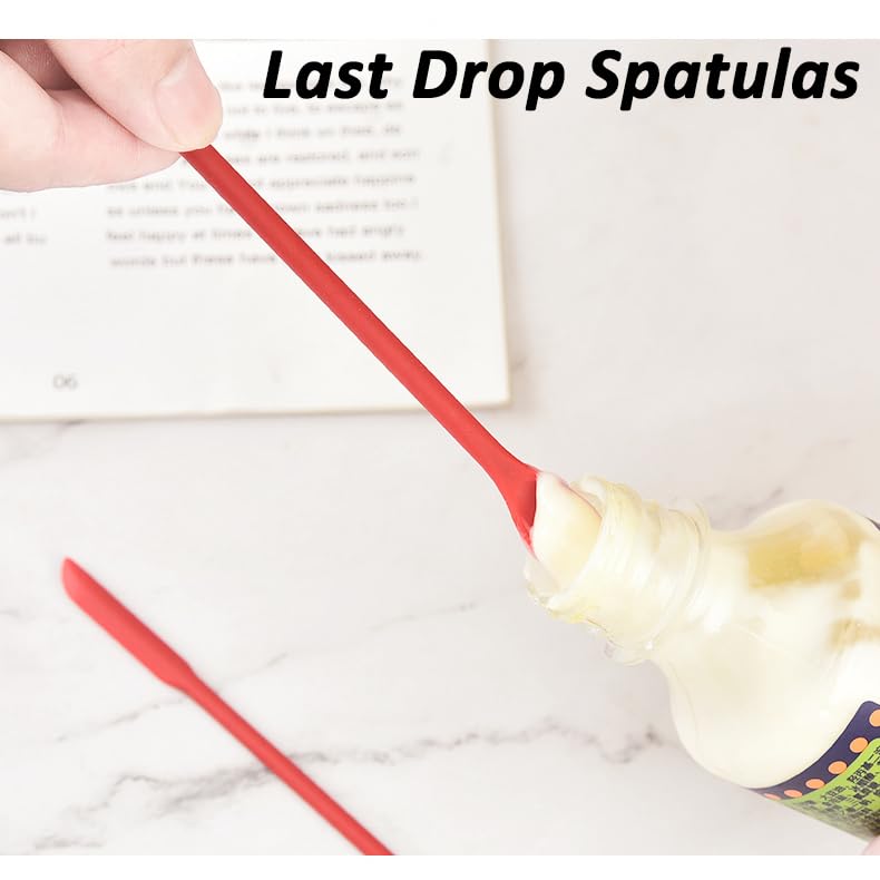 4x Mini Silicone Long Spatulas Makeup Scooper for Cosmetics Cream - color: 4pcs Red