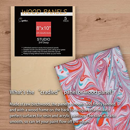 Cupohus 8'' x 10'' 5 Packs Unfinished Wood Canvas Panels for Painting - size: 8" x 10"