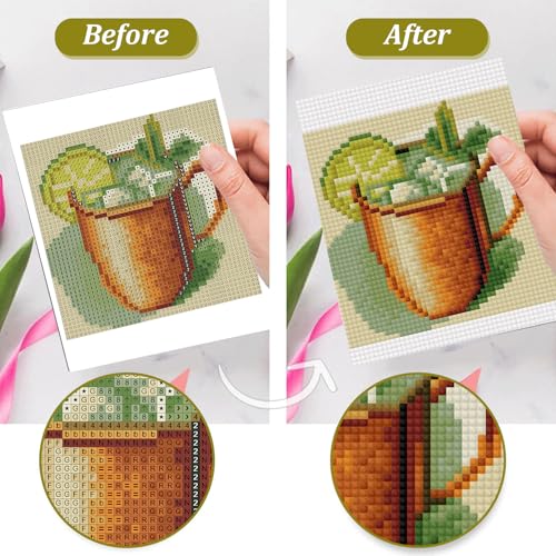 12 Pcs Small Diamond Art Kits Cocktail Diamond Art Kits for Adults - color: Cocktail