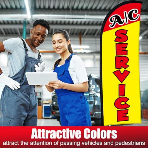 Buryeah 4 Pack Auto Repair Shop Feather Flag Kit, Yellow - color: Yellow