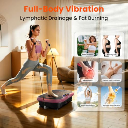 AXV Vibration Plate Exercise Machine Fitness Platform Body Vibrating Board - color: BASIC.PINK