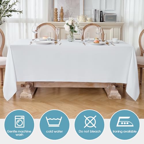 VidaFete Everyday Series Rectangle Tablecloth 60" x 102" 1 Pack White - color: White, size: 102" x 60" (Rectangular)