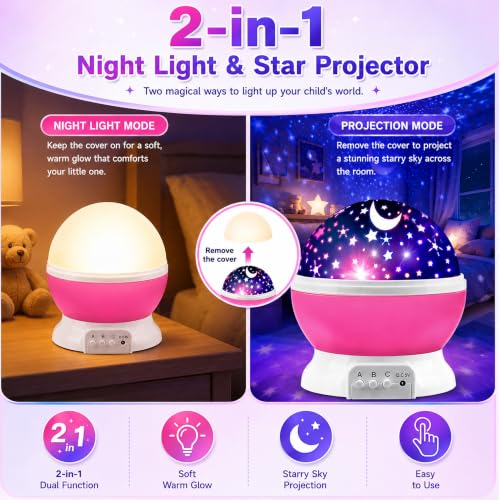 MOKOQI Star Projector Night Lights for Kids | Girls Night Light Projector - color: Pink