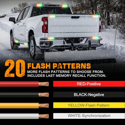 XRIDONSEN 8PCS Sync Grill Strobe Lights 32 LED Amber Green Emergency Lights - color: Amber/Green