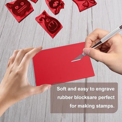 25 Pcs 4"x6" Rubber Carving Blocks, Linoleum Blocks - color: 25 Pcs 4"x6" Red, size: 25 Pcs 4"x6"