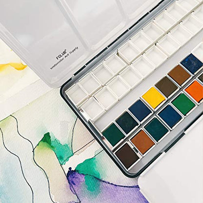 FCLUB 12PCS Refillable Empty Watercolor Half Pans, 2ml - color: White, size: 12 Pieces 2 ml Half Pans