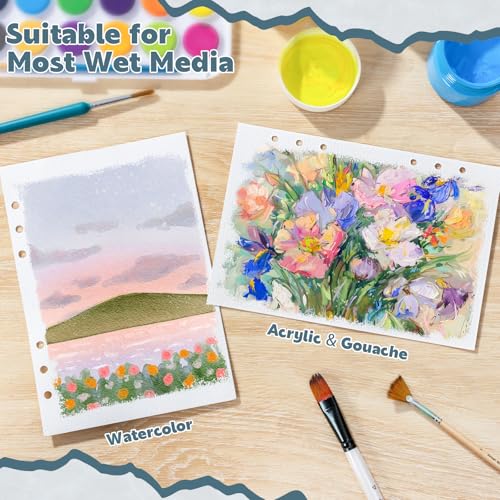 Prudiut Watercolor Sketchbook, 30 Sheets, 140 lb Cold Press, 9.1 x 6.3 - color: Blue