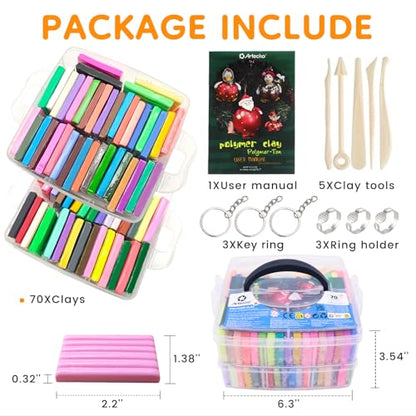 Artecho Polymer Clay Kit, 70 Colors Oven Bake Clay - color: 70 colors