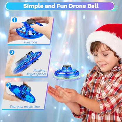 Drone for Kids Flying Toys, 2026 Upgrade LED Fidget Spinner (Navy, Plastic)