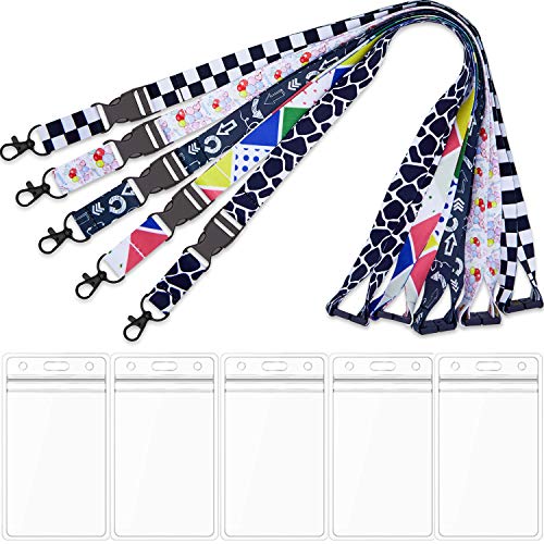 5 Pack Adjustable Lanyards Quick Release with ID Badge Holder Vertical - color: 5 Pack Lanyard With Badge Holder