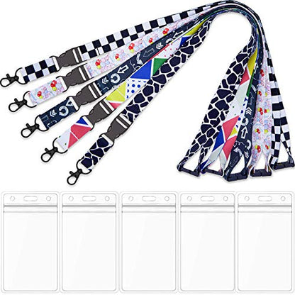 5 Pack Adjustable Lanyards Quick Release with ID Badge Holder Vertical - color: 5 Pack Lanyard With Badge Holder
