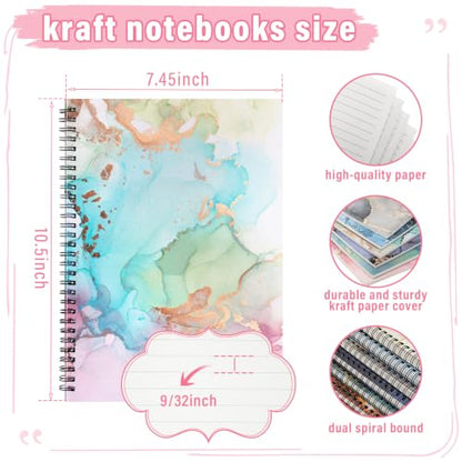 Fuutreo 6 Pack Spiral Notebook 10.5x7.45 Notebook,Marble,Opulent - color: Marble