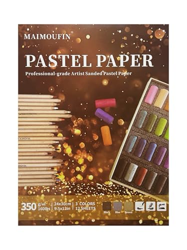 MAIMOUFIN 12‑Sheet Pastel Sandpaper Pad, Artist Heavyweight Pastel Paper - color: Dark Color