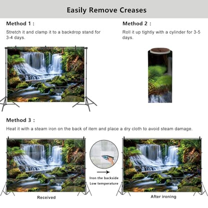 Jungle Waterfall Backdrop 7x5ft Nature Scenery Photography Background - color: Style 3, size: 7ftx5ft
