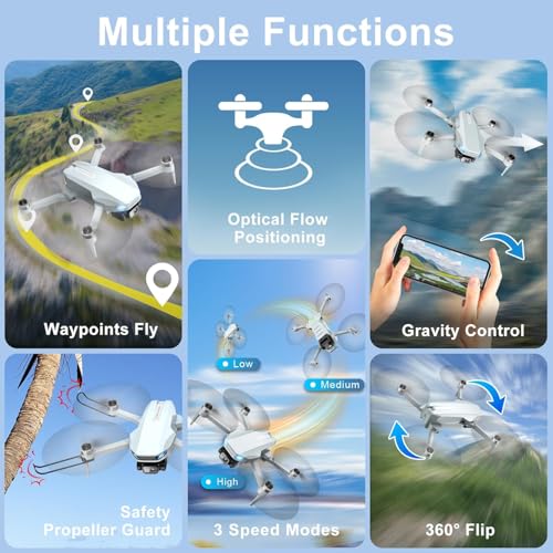 2K Drone with Camera for Adults & Beginners, Mini Drone with 2 Batteries - color: Blue