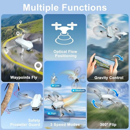 2K Drone with Camera for Adults & Beginners, Mini Drone with 2 Batteries - color: Blue