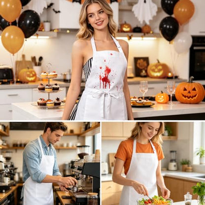 White Apron for Women and Men, Adjustable Chef Cooking Aprons - color: White 2