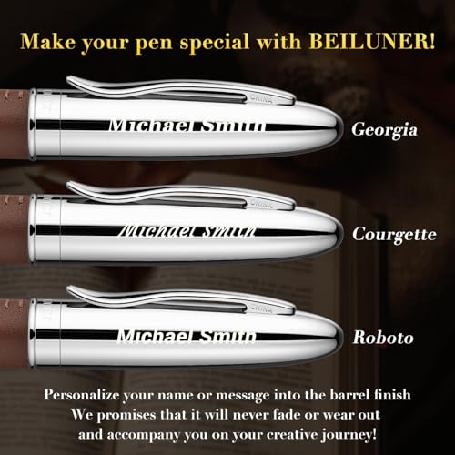 BEILUNER 318 Luxury Personalized Pen, Hand-Stitched Premium Brown Leather - color: ,Brown(Personalized)