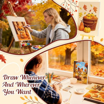 Blosssound 24 Set Fall Thanksgiving Pre Drawn Canvas 5x7'' with Easel - style: Thanksgiving Fall