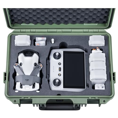 Lykus Titan MM410 Waterproof Hard Case (Green) for DJI Mini 4 Pro/Mini 3/Pro and DJI RC 2/RC/RC-N2/N1, Support 7 batteries and RC lanyard [CASE ONLY] - color: Green