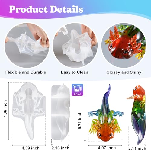 Let's Resin Large Axolotl Resin Molds Silicone, 3D Animal Silicone Molds