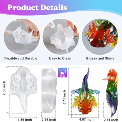 Let's Resin Large Axolotl Resin Molds Silicone, 3D Animal Silicone Molds