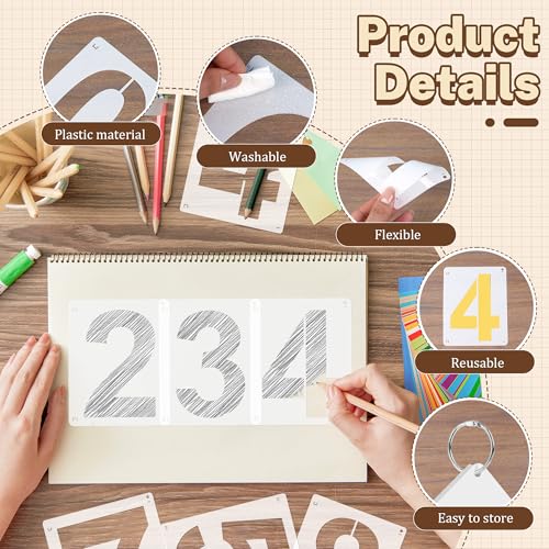 5,6,8 Inch Number Stencils,30Pcs Plastic Reusable Washable Curb Stencil Kit - size: "5Inch,6Inch,8Inch"