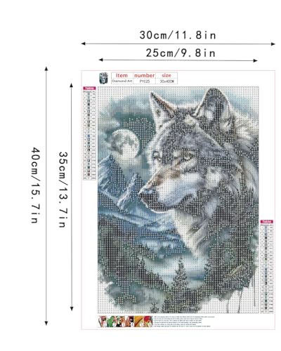 Wolf Diamond Art Kits for Adults, Animal Diamond Art for Beginners 12X16 In - color: Wolf 01