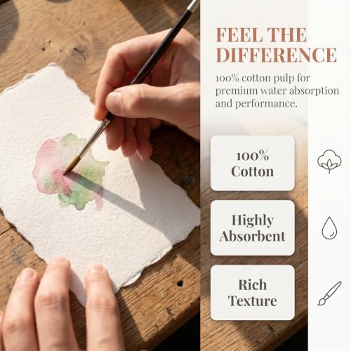 8 Sheets Cotton Watercolor Paper, 102 x 152mm White Handmade Paper