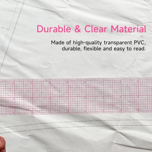 YLaziion Clear Ruler for Sewing 2x12 Inch Grid Graph Ruler 1.4mm Thick PVC - style: 12" Design Ruler