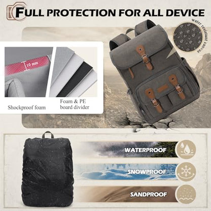 RAINSMORE Camera Backpack, DSLR SLR Mirrorless Camera Bag for Photographer - color: Darkgrey