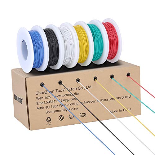 TUOFENG 28awg Flexible Silicone Wire, 43 ft Each - size: 28 AWG Stranded 6 Colors 43 ft