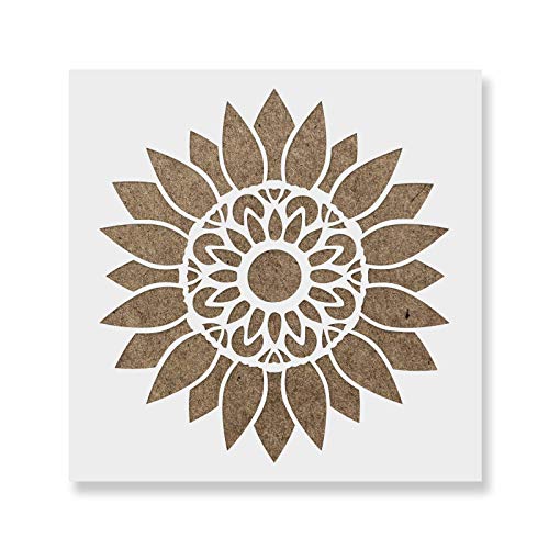 Stencil Revolution Sunflower Mandala Stencil - Nature Stencil, Large Stencils, Wood Stencils - size: 12"x12"
