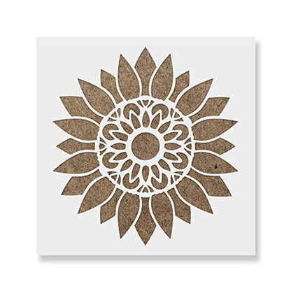 Stencil Revolution Sunflower Mandala Stencil - Nature Stencil, Large Stencils, Wood Stencils - size: 12"x12"