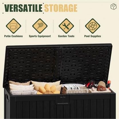 JUMMICO HDPE 250 Gallon Deck Box Double-Wall with Divider - color: Black, size: 250 gallon