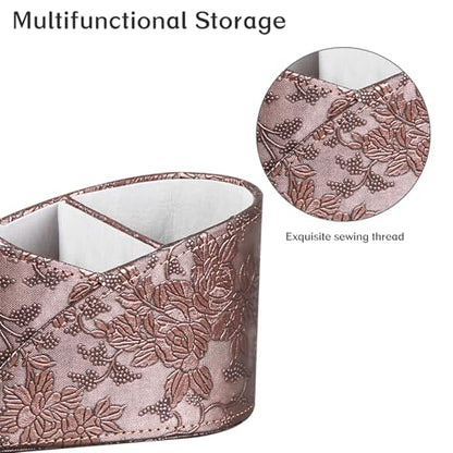 PU Leather TV Remote Control Holder,Pen Holder,Nightstand Organizer Caddy - color: Antique Embroidery