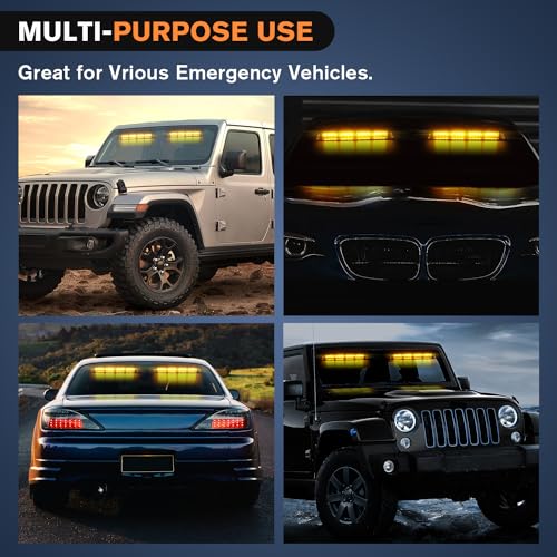 Nilight 32LED Amber Emergency Dash Strobe Lights w/Controller Suction Cups - color: Amber