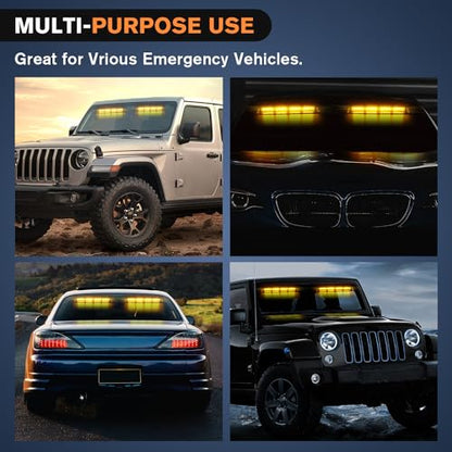 Nilight 32LED Amber Emergency Dash Strobe Lights w/Controller Suction Cups - color: Amber