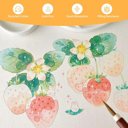 50 Sheets Watercolor Paper Bulk 5 x 7 Inch Cold Press Thick Water Colour Paper Cotton White Art Paper for Kids Students Artists Drawing Paint