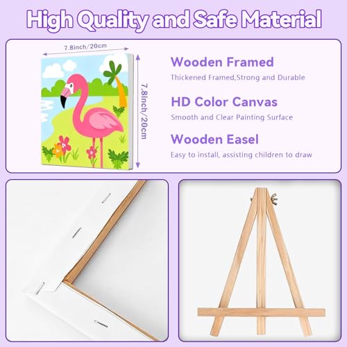 Gemozaic 4 Pack Paint by Numbers Kit for Kids Age 4-12 with Frame and Easel - color: BKH2026-BKH2029
