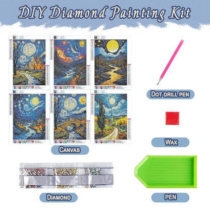 EWJRNSF 6 Pack Landscape Abstract Diamond Painting Kits for Adults DIY - color: Landscape Abstracts