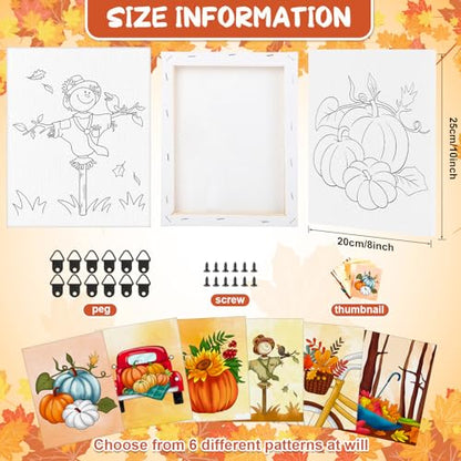 Fall Pre Drawn Canvas to Paint, Autumn Sip and Paint Party Supplies - size: 8x10 Inches, style: Fall